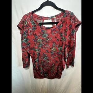 Floral Print Red Top by Free People